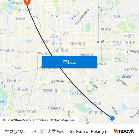 神龙(兴华中街) to 北京大学东南门 SE Gate of Peking University map