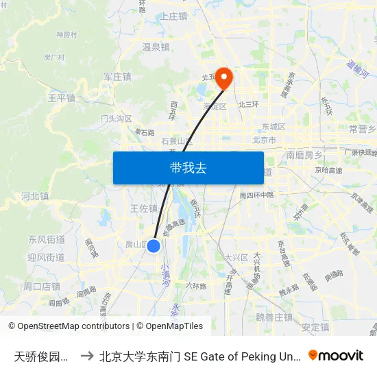 天骄俊园小区 to 北京大学东南门 SE Gate of Peking University map