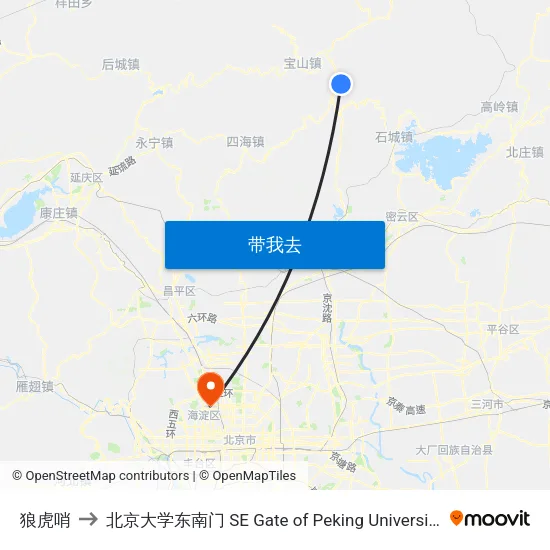 狼虎哨 to 北京大学东南门 SE Gate of Peking University map