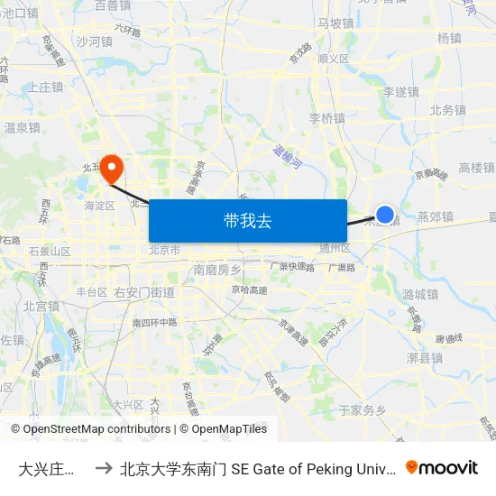大兴庄后街 to 北京大学东南门 SE Gate of Peking University map