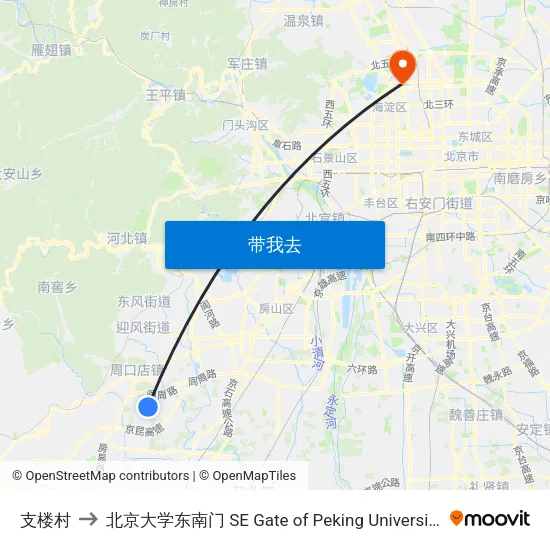支楼村 to 北京大学东南门 SE Gate of Peking University map