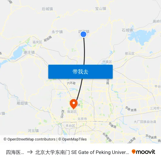 四海医院 to 北京大学东南门 SE Gate of Peking University map