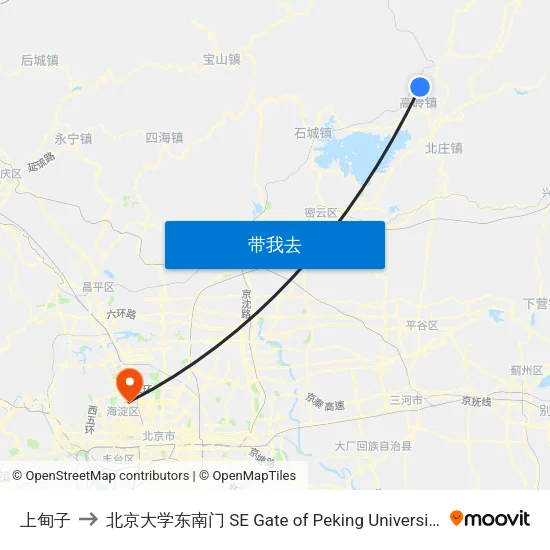 上甸子 to 北京大学东南门 SE Gate of Peking University map