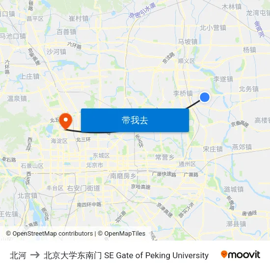 北河 to 北京大学东南门 SE Gate of Peking University map