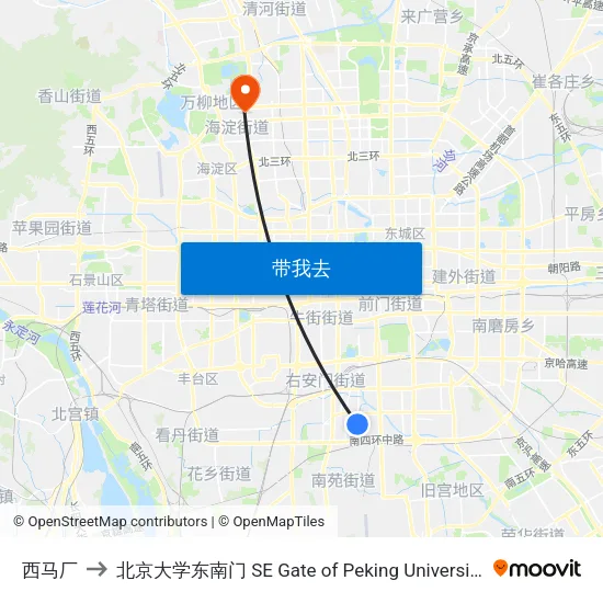 西马厂 to 北京大学东南门 SE Gate of Peking University map