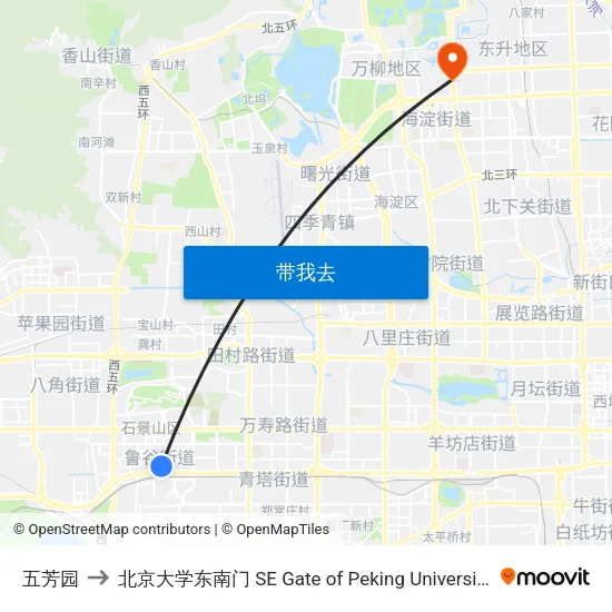 五芳园 to 北京大学东南门 SE Gate of Peking University map