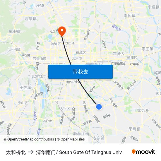 太和桥北 to 清华南门/ South Gate Of Tsinghua Univ. map