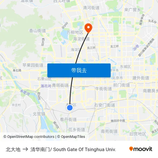 北大地 to 清华南门/ South Gate Of Tsinghua Univ. map