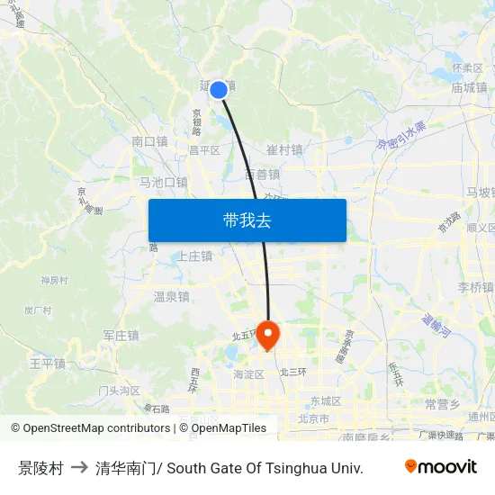 景陵村 to 清华南门/ South Gate Of Tsinghua Univ. map
