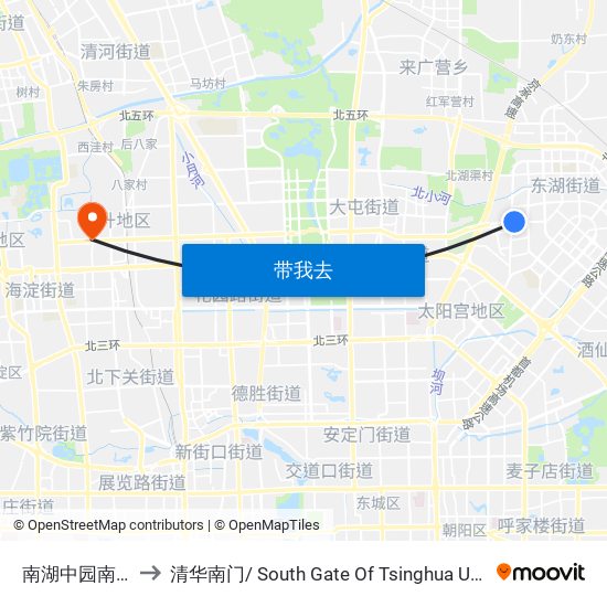 南湖中园南门 to 清华南门/ South Gate Of Tsinghua Univ. map