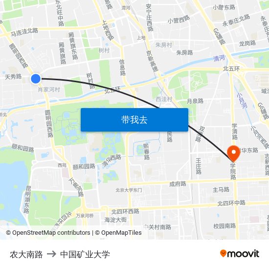 农大南路 to 中国矿业大学 map