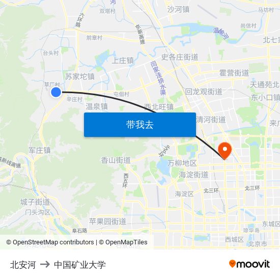北安河 to 中国矿业大学 map