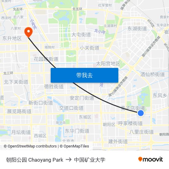 朝阳公园 Chaoyang Park to 中国矿业大学 map