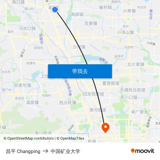 昌平 Changping to 中国矿业大学 map
