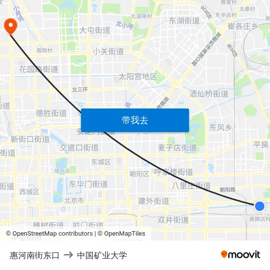 惠河南街东口 to 中国矿业大学 map