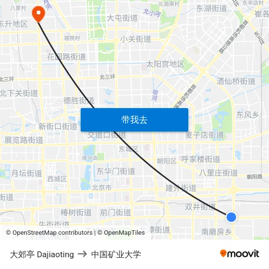 大郊亭 Dajiaoting to 中国矿业大学 map