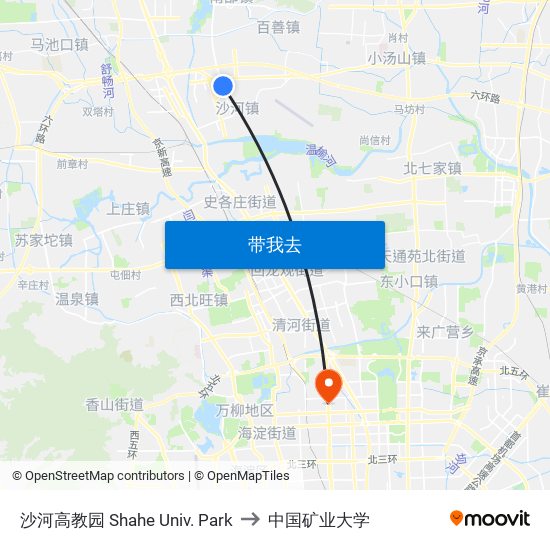 沙河高教园 Shahe Univ. Park to 中国矿业大学 map