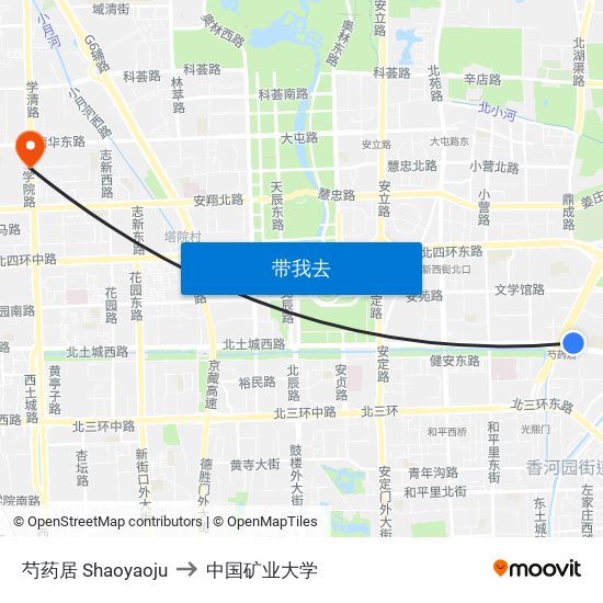 芍药居 Shaoyaoju to 中国矿业大学 map