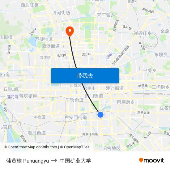 蒲黄榆 Puhuangyu to 中国矿业大学 map