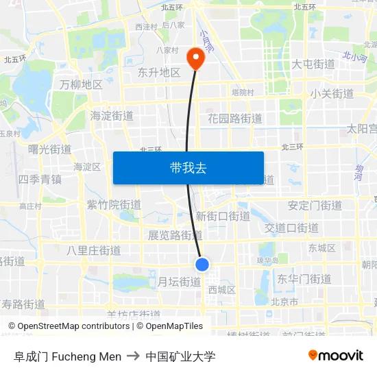 阜成门 Fucheng Men to 中国矿业大学 map