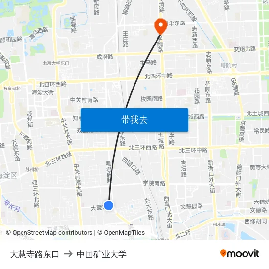 大慧寺路东口 to 中国矿业大学 map