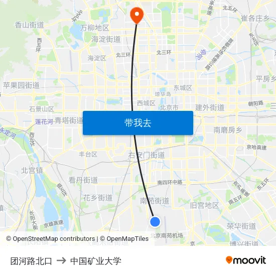 团河路北口 to 中国矿业大学 map
