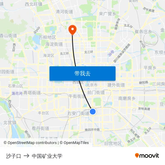 沙子口 to 中国矿业大学 map