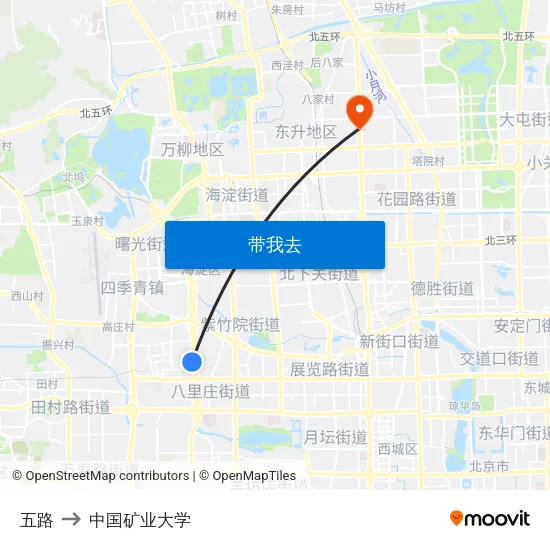 五路 to 中国矿业大学 map