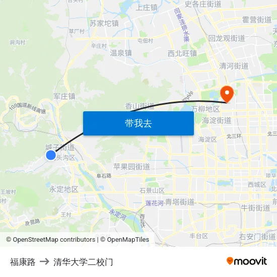 福康路 to 清华大学二校门 map