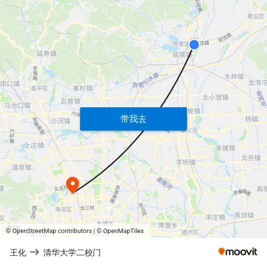 王化 to 清华大学二校门 map