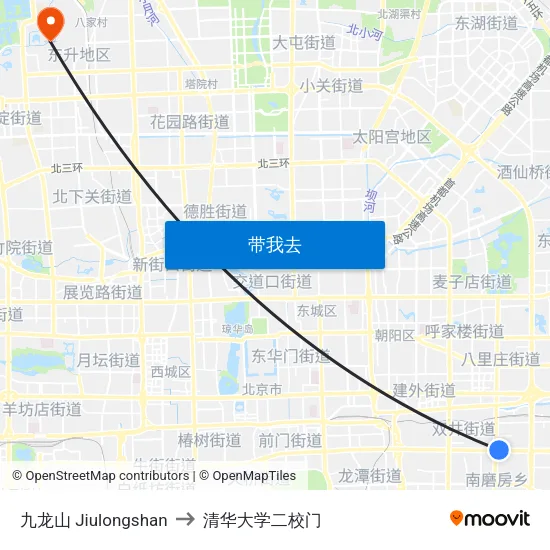 九龙山 Jiulongshan to 清华大学二校门 map