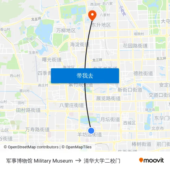 军事博物馆 Military Museum to 清华大学二校门 map