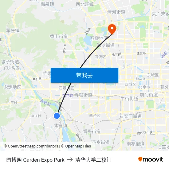 园博园 Garden Expo Park to 清华大学二校门 map