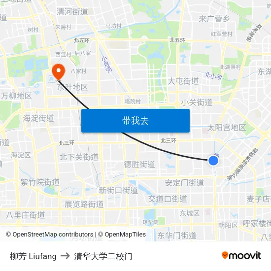 柳芳 Liufang to 清华大学二校门 map