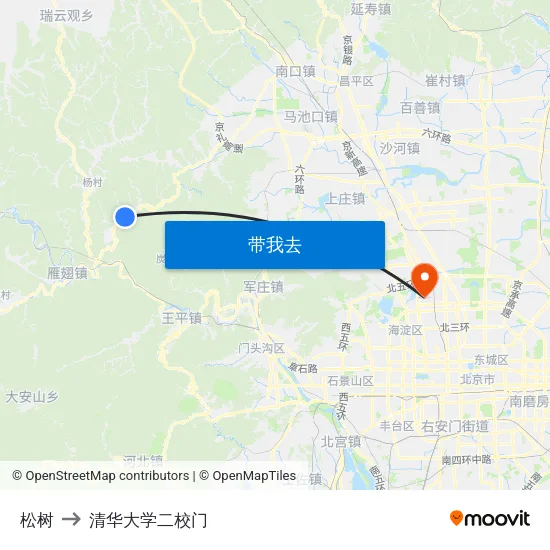 松树 to 清华大学二校门 map