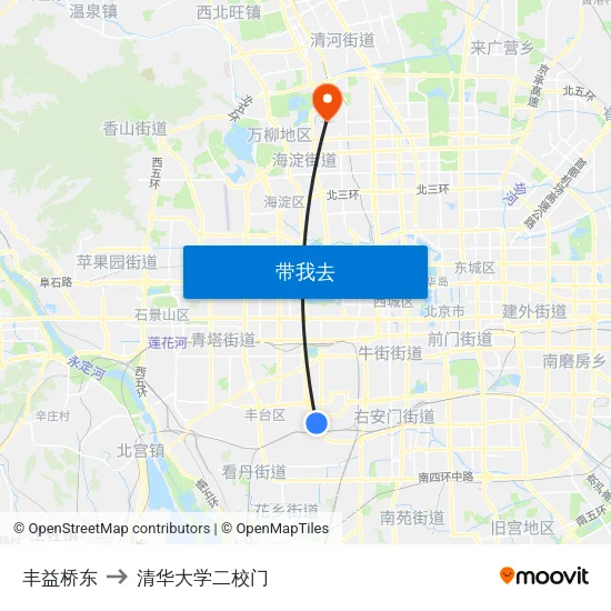 丰益桥东 to 清华大学二校门 map