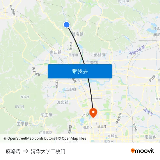 麻峪房 to 清华大学二校门 map