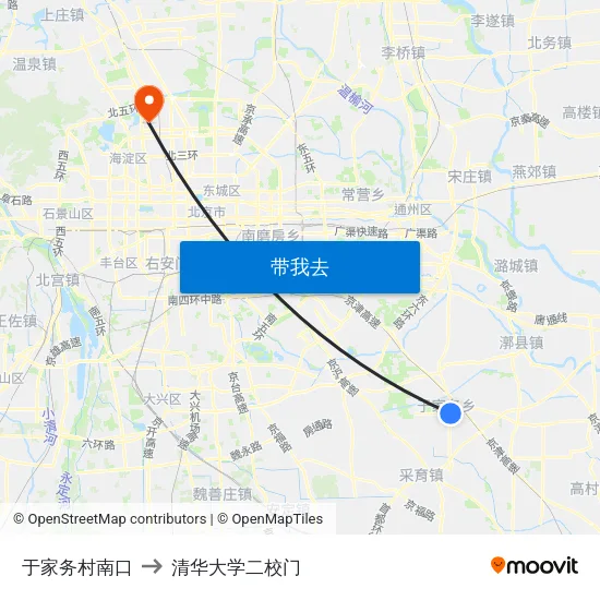 于家务村南口 to 清华大学二校门 map