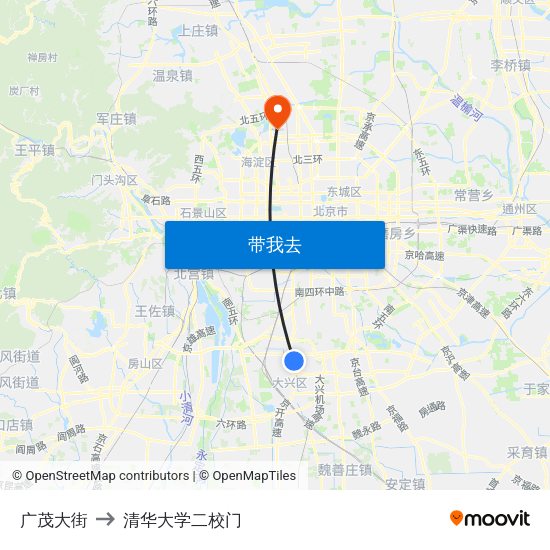 广茂大街 to 清华大学二校门 map