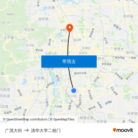 广茂大街 to 清华大学二校门 map