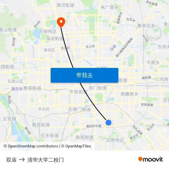 双庙 to 清华大学二校门 map
