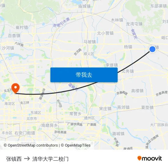 张镇西 to 清华大学二校门 map