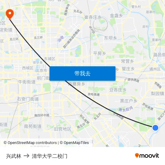 兴武林 to 清华大学二校门 map
