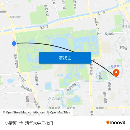 小清河 to 清华大学二校门 map