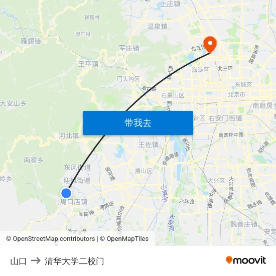 山口 to 清华大学二校门 map