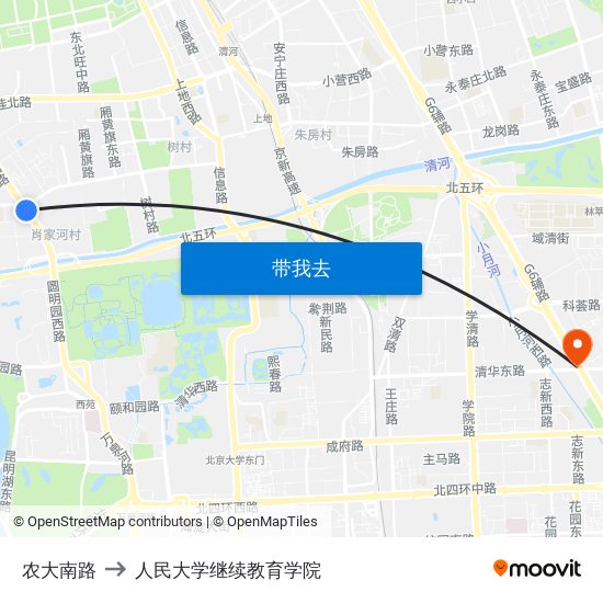 农大南路 to 人民大学继续教育学院 map