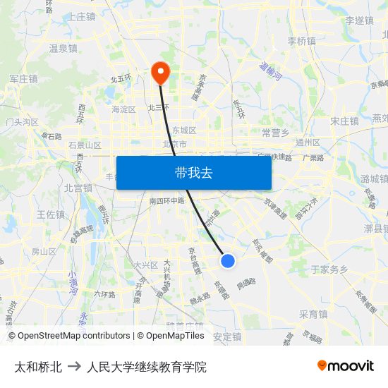 太和桥北 to 人民大学继续教育学院 map