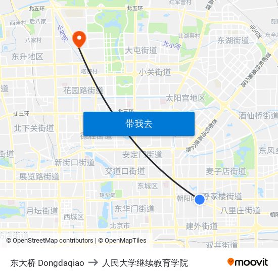 东大桥  Dongdaqiao to 人民大学继续教育学院 map