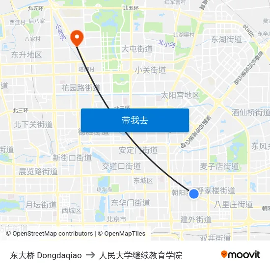 东大桥  Dongdaqiao to 人民大学继续教育学院 map