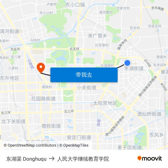 东湖渠  Donghuqu to 人民大学继续教育学院 map